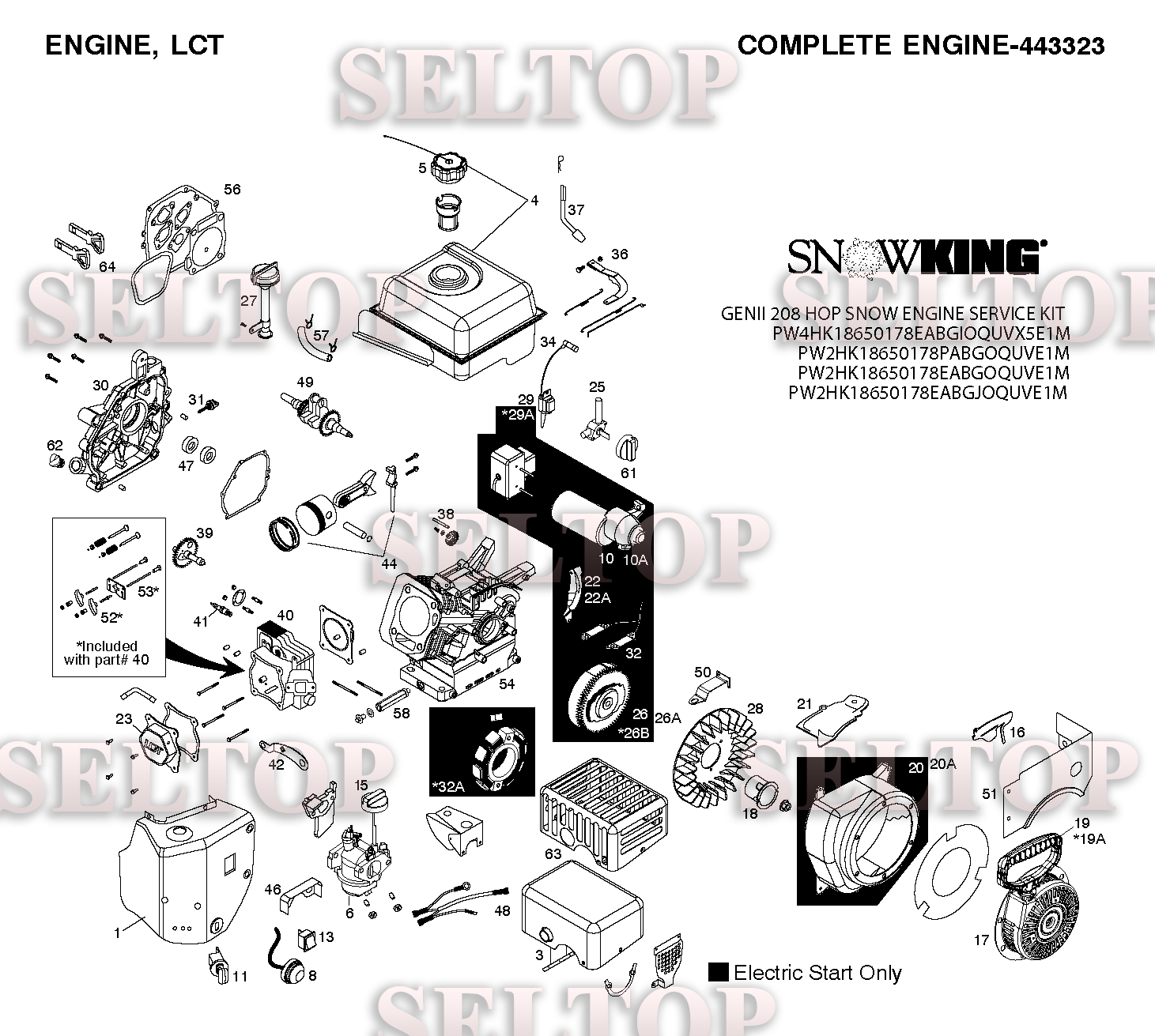 Запчасти двигателя 443323 (для США и Канады) для Хускварна 924 HV (артикул модели 96193007004) (с 2012-08)