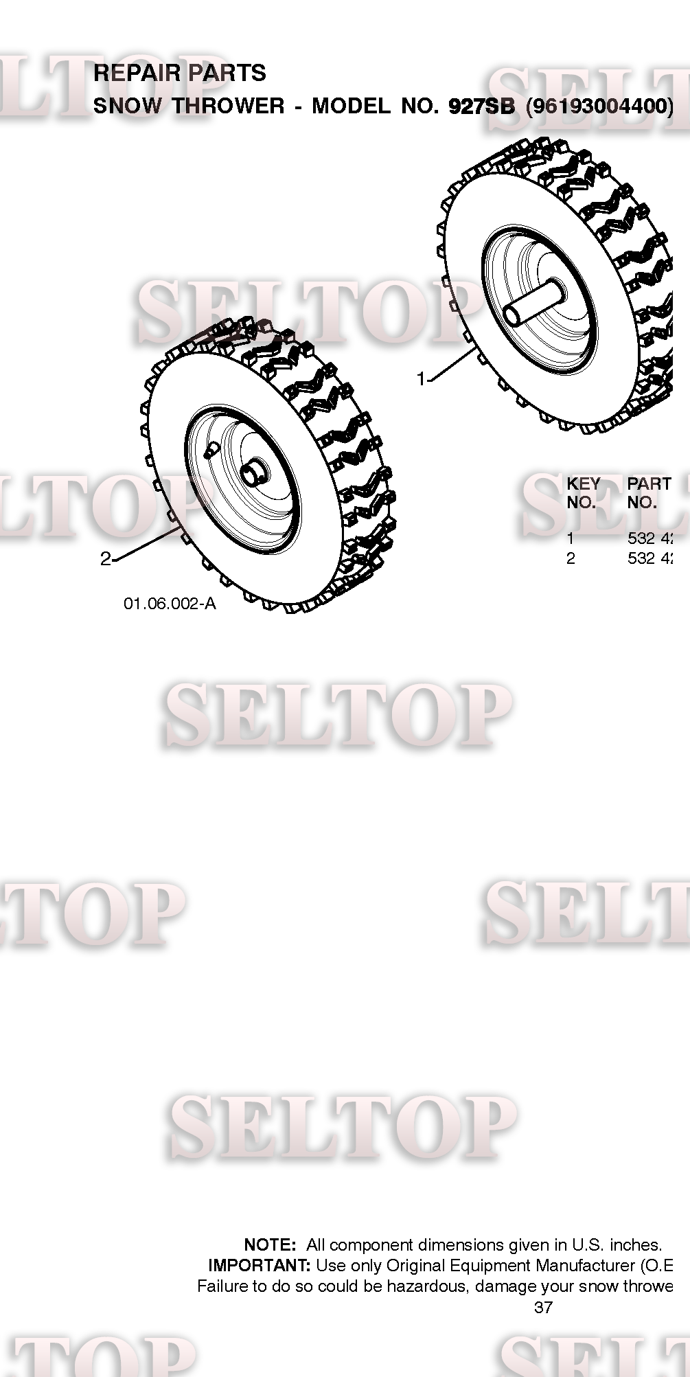Колеса для Хускварна 927 SB (артикул модели 96193004400) (с 2008-11)