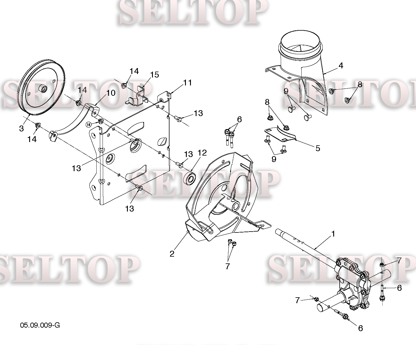 Крыльчатка, редуктор для Хускварна ST 224 (артикул модели 96191008701) (с 2015-05)
