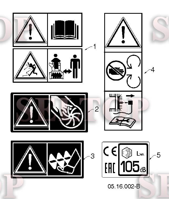 Наклейки для Хускварна ST 224 (артикул модели 96191008702) (с 2016-04) (схема 1)