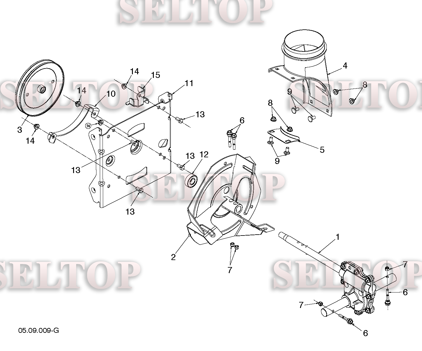 Крыльчатка, редуктор для Хускварна ST 224 (артикул модели 96193009603) (с 2016-04)