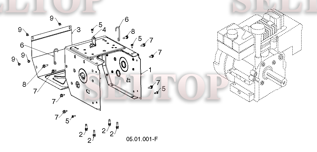 Шасси, двигатель, шкивы, ремни для Хускварна ST 224 (артикул модели 96193009604) (с 2017-04)