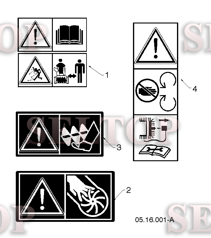 Наклейки для Хускварна ST 230P (артикул модели 96193010102) (с 2015-04) (схема 1)