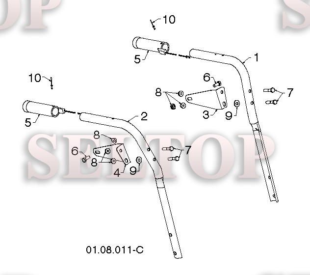 Верхняя часть ручки с крепежом для Хускварна ST 330P (артикул модели 96193009401) (с 2014-05)