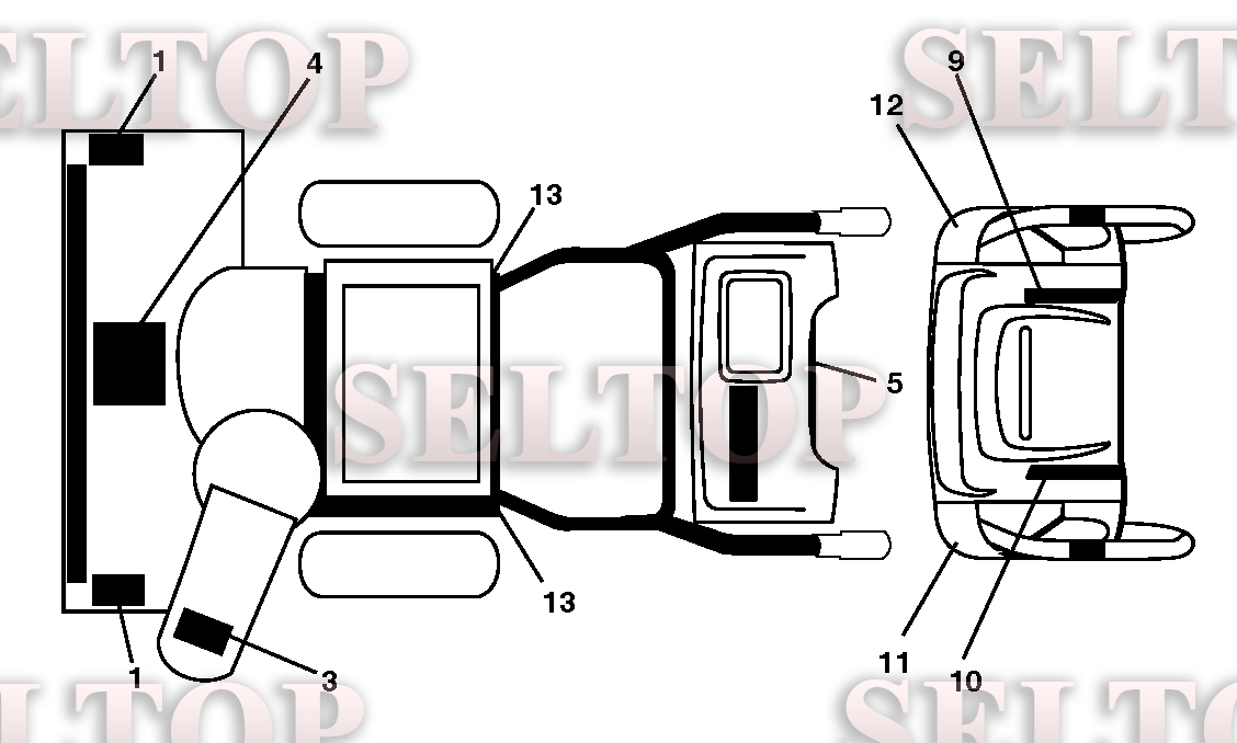 Наклейки для Хускварна ST 330T (артикул модели 96191008602) (с 2016-04) (схема 1)