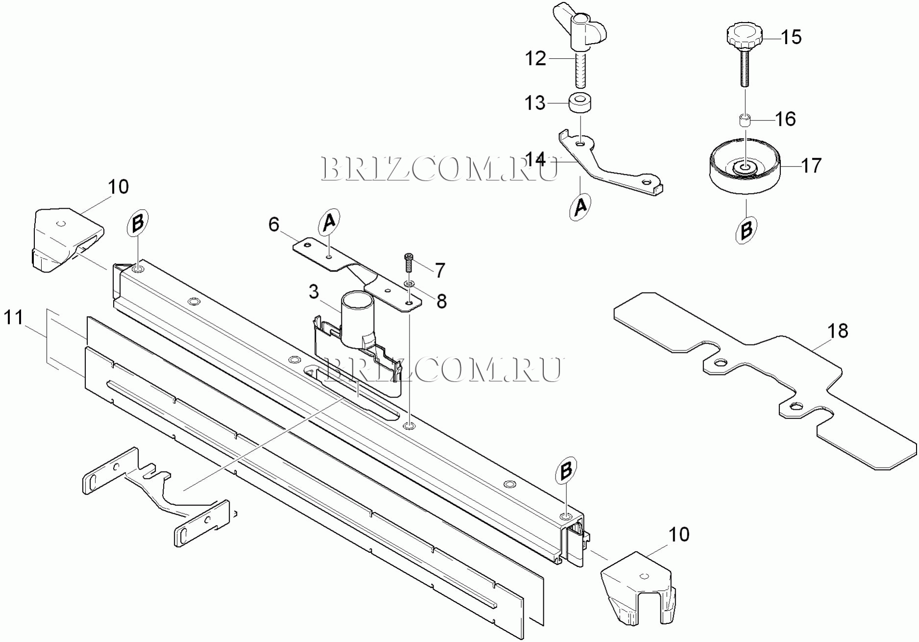 Всасывающая планка прямой 850mm (0.165-971.0)