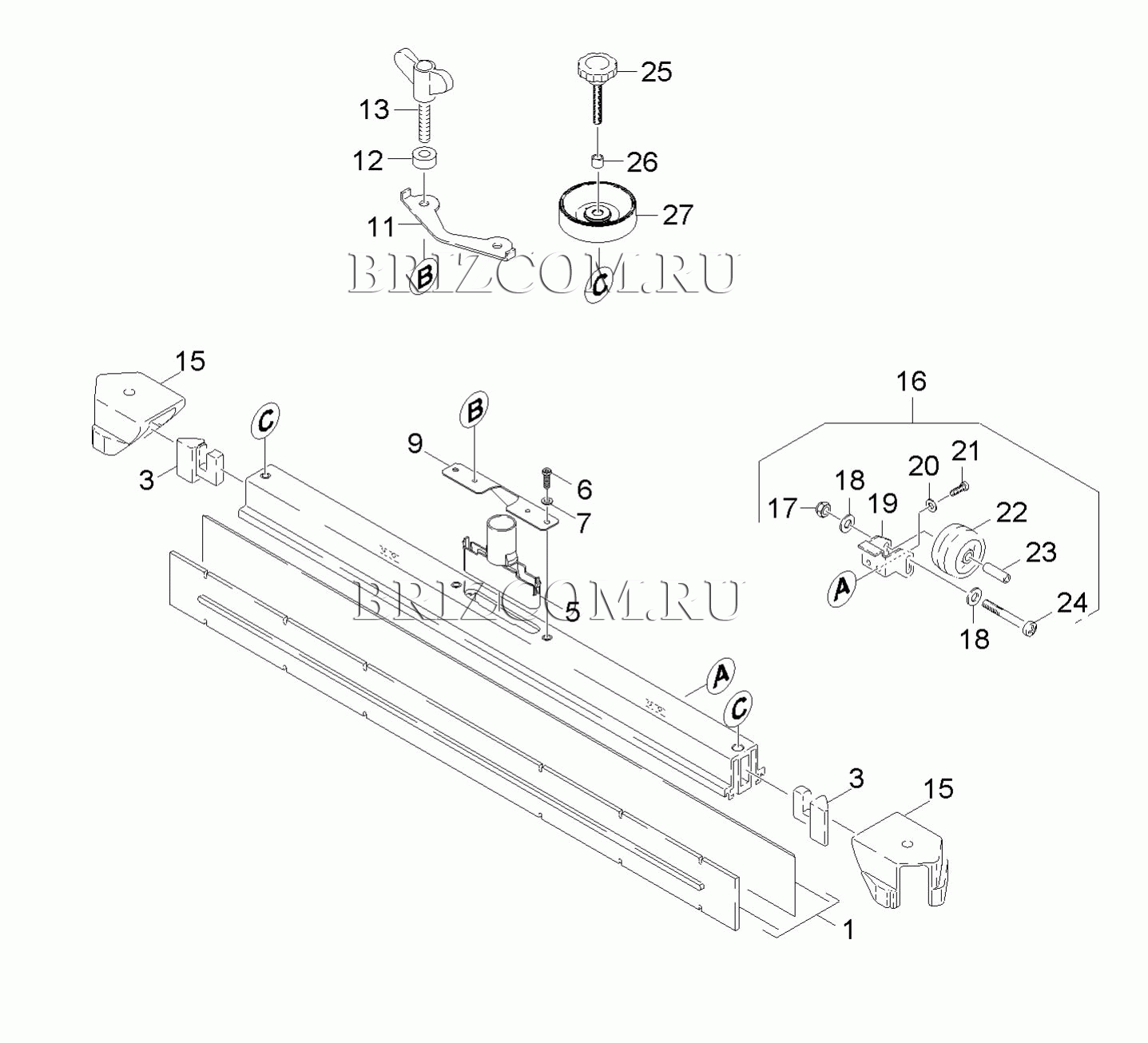 Всасывающая планка прямой 940mm (0.166-280.0)