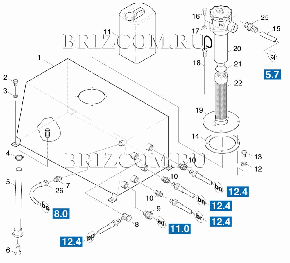 Бак гидравлическая система (0.206-789.0)