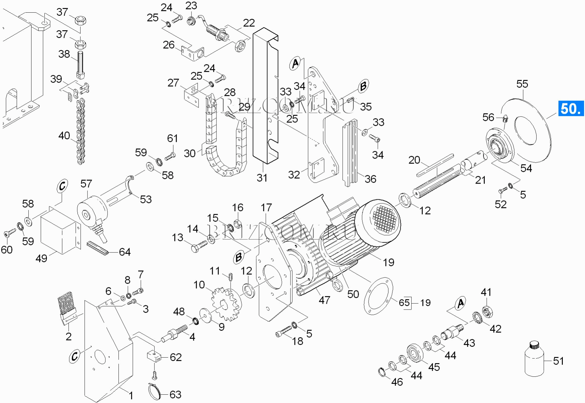 Подъёмный двигатель щетка для крыши (0.174-179.0)