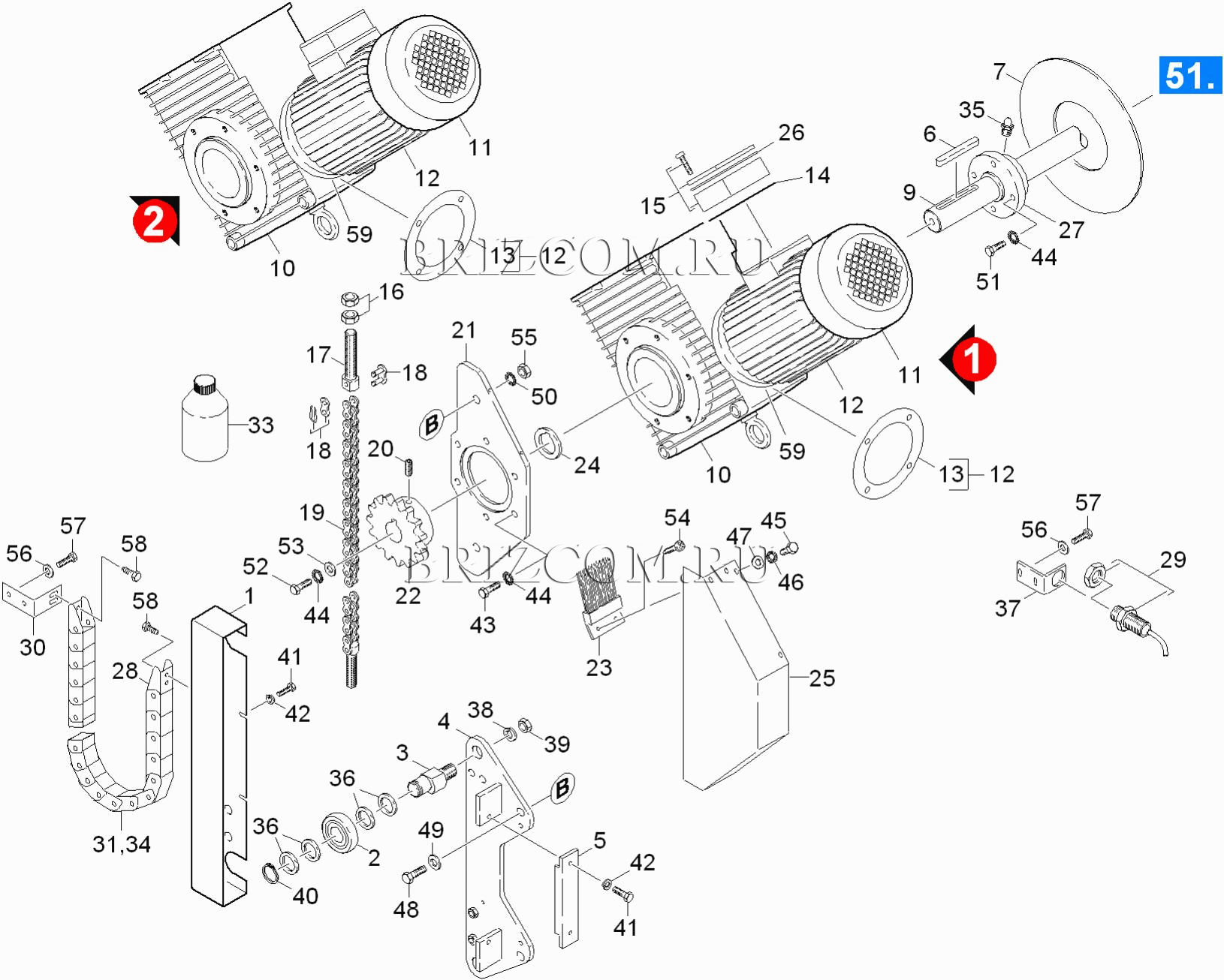 Подъёмный двигатель щетка для крыши (0.173-612.0)