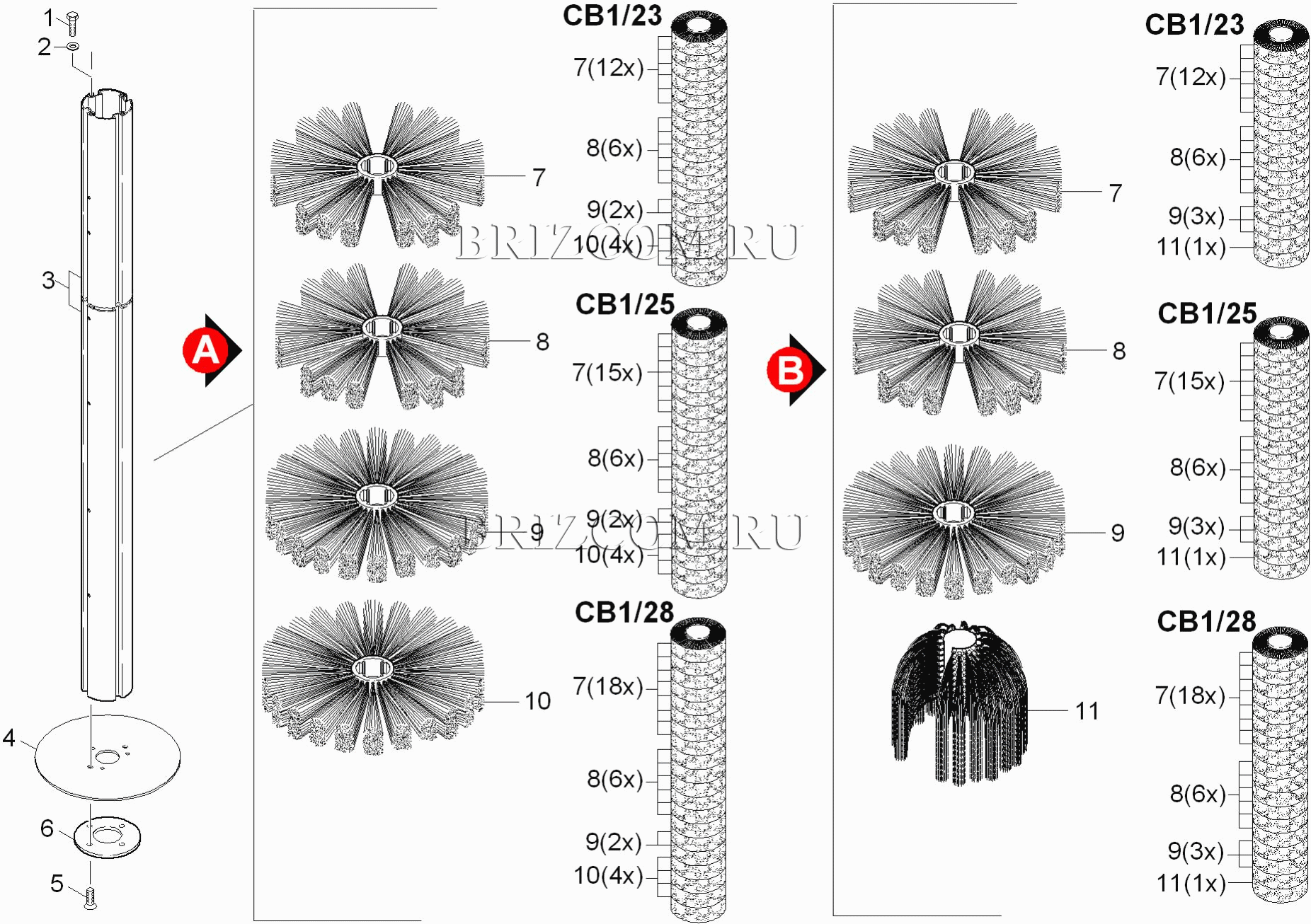 Боковая щетка CARLITE специальные краски (0.196-302.0)