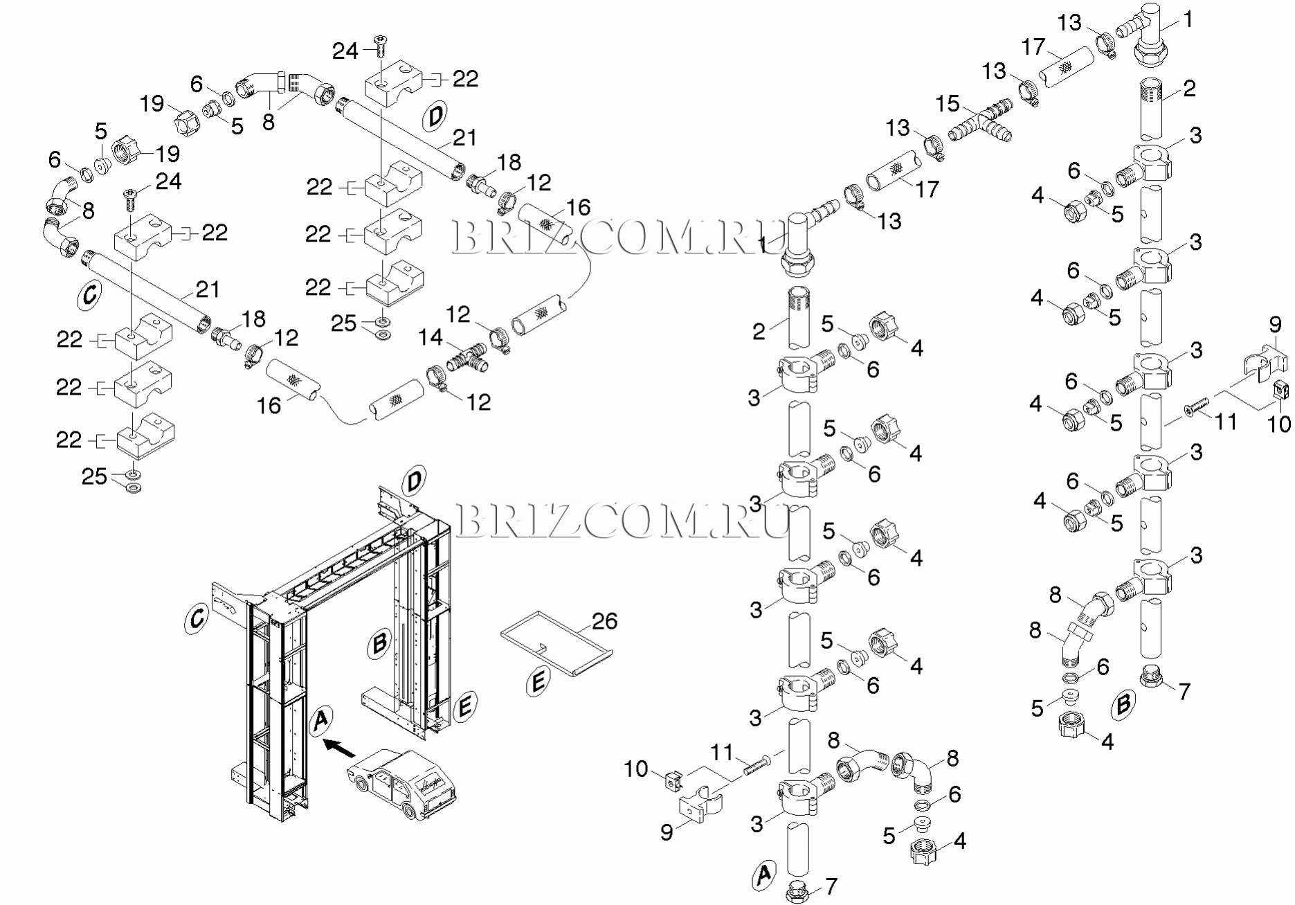 Система водоснабжения позади и средний (0.174-454.0)