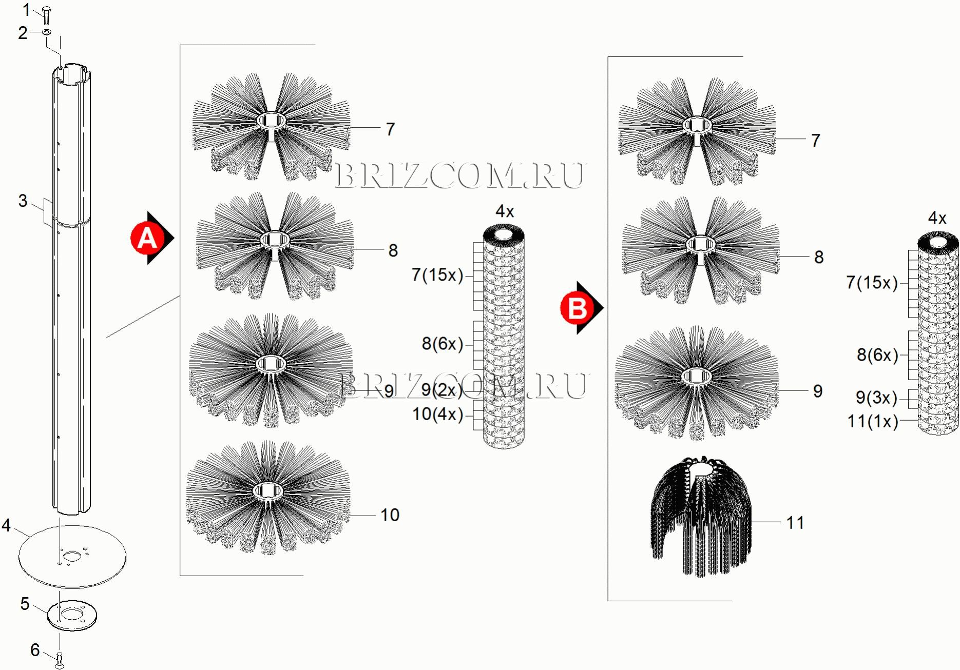 Боковая щетка CARLITE специальные краски (0.117-010.0)