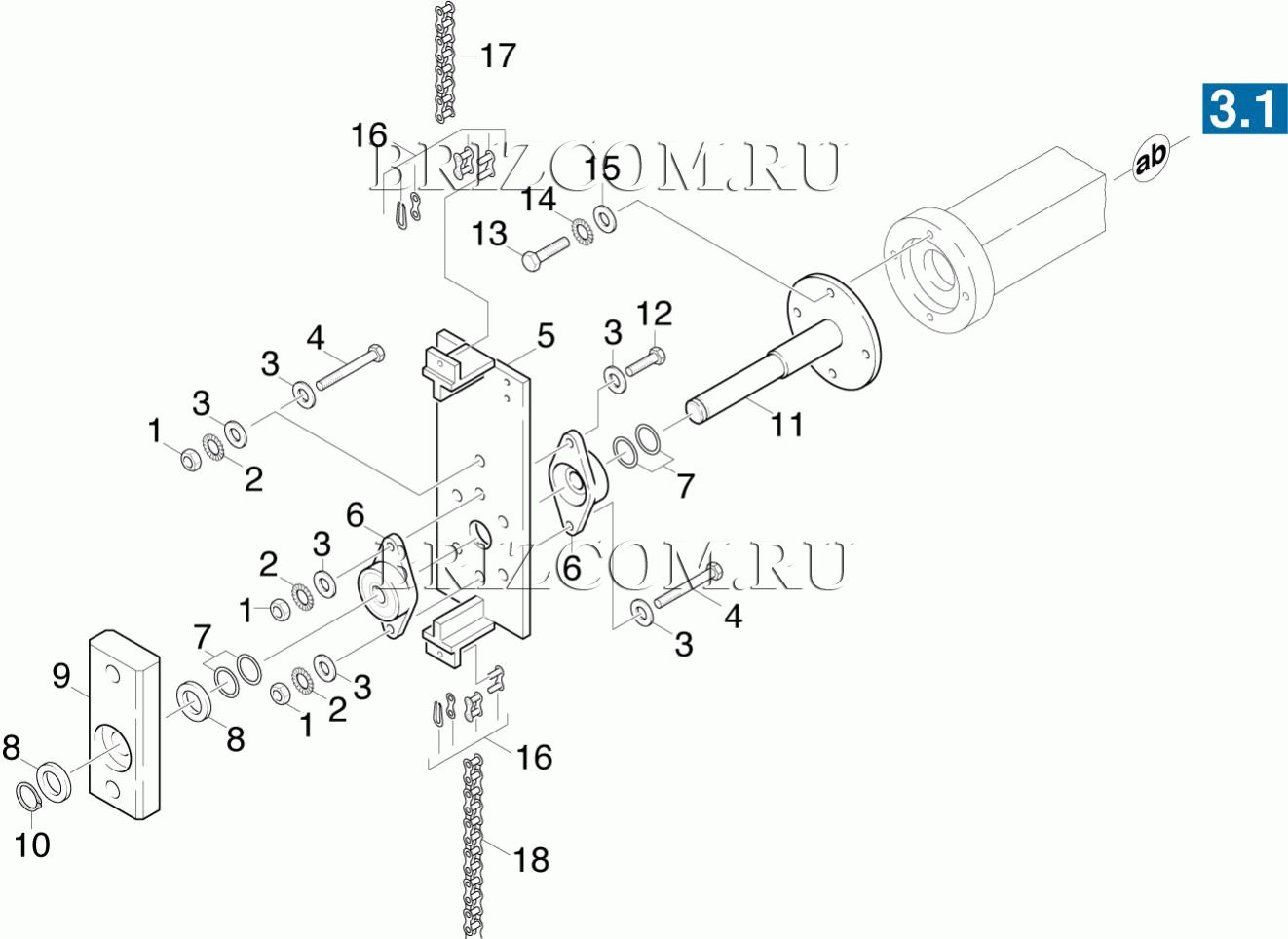 Щетка для крыши слева (0.172-074.0)