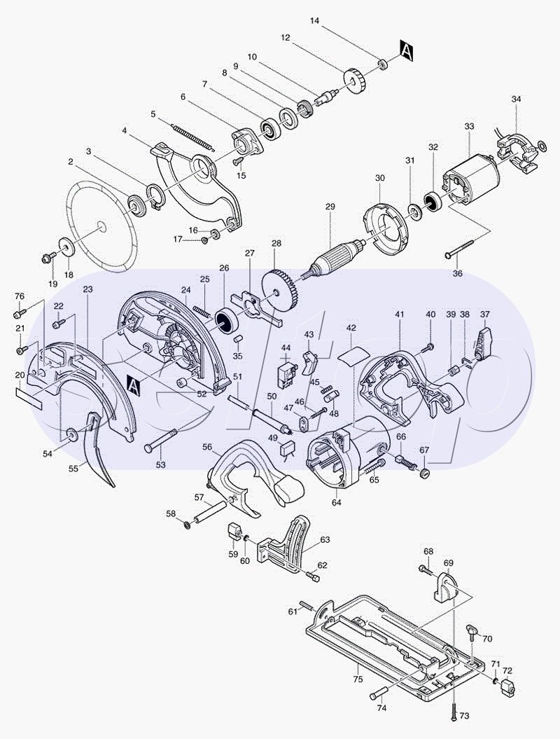 Запчасти для дисковой пилы Makita 5603 R | купить в Москве в  интернет-магазине Селтоп с доставкой. Цены, наличие, взрыв-схема.