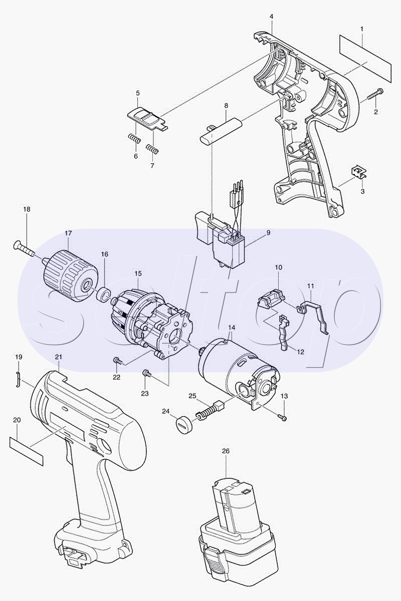 Запчасти для аккумуляторной дрели Макита 6203 D | купить в Москве в  интернет-магазине Селтоп с доставкой. Цены, наличие, взрыв-схема.