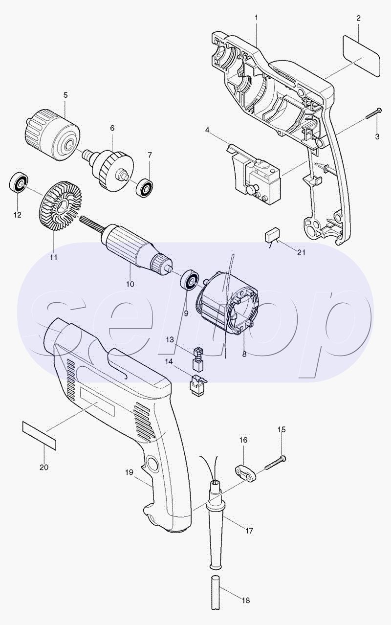 Запчасти для дрели Makita 6408 | купить в Москве в интернет-магазине Селтоп  с доставкой. Цены, наличие, взрыв-схема.