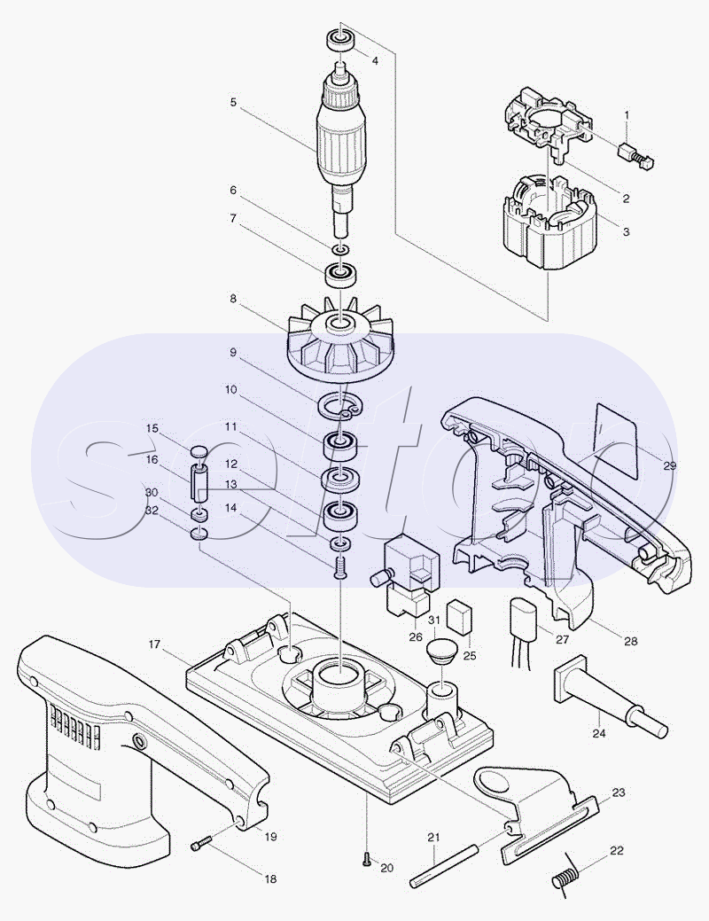 Запчасти для шлифмашины Makita 9036 | купить в Москве в интернет-магазине  Селтоп с доставкой. Цены, наличие, взрыв-схема.