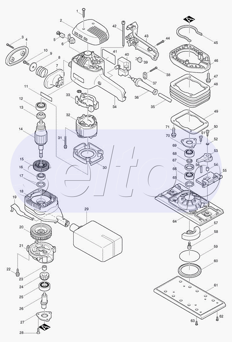 Запчасти для шлифмашины Makita 9046 | купить в Москве в интернет-магазине  Селтоп с доставкой. Цены, наличие, взрыв-схема.