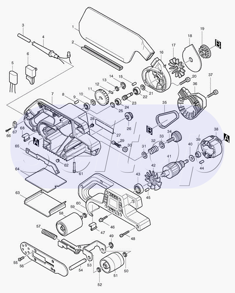 Запчасти для шлифмашины Makita 9901 | купить в Москве в интернет-магазине  Селтоп с доставкой. Цены, наличие, взрыв-схема.