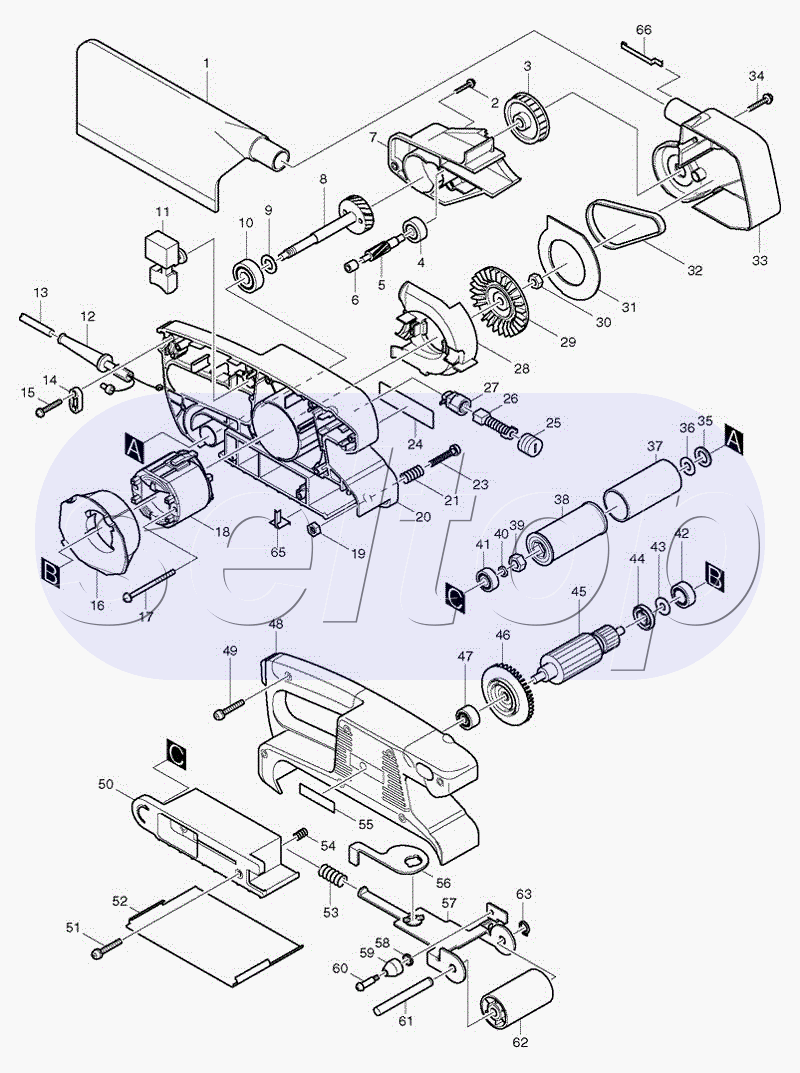 Купить запчасти для ленточной шлифмашины Makita 9910