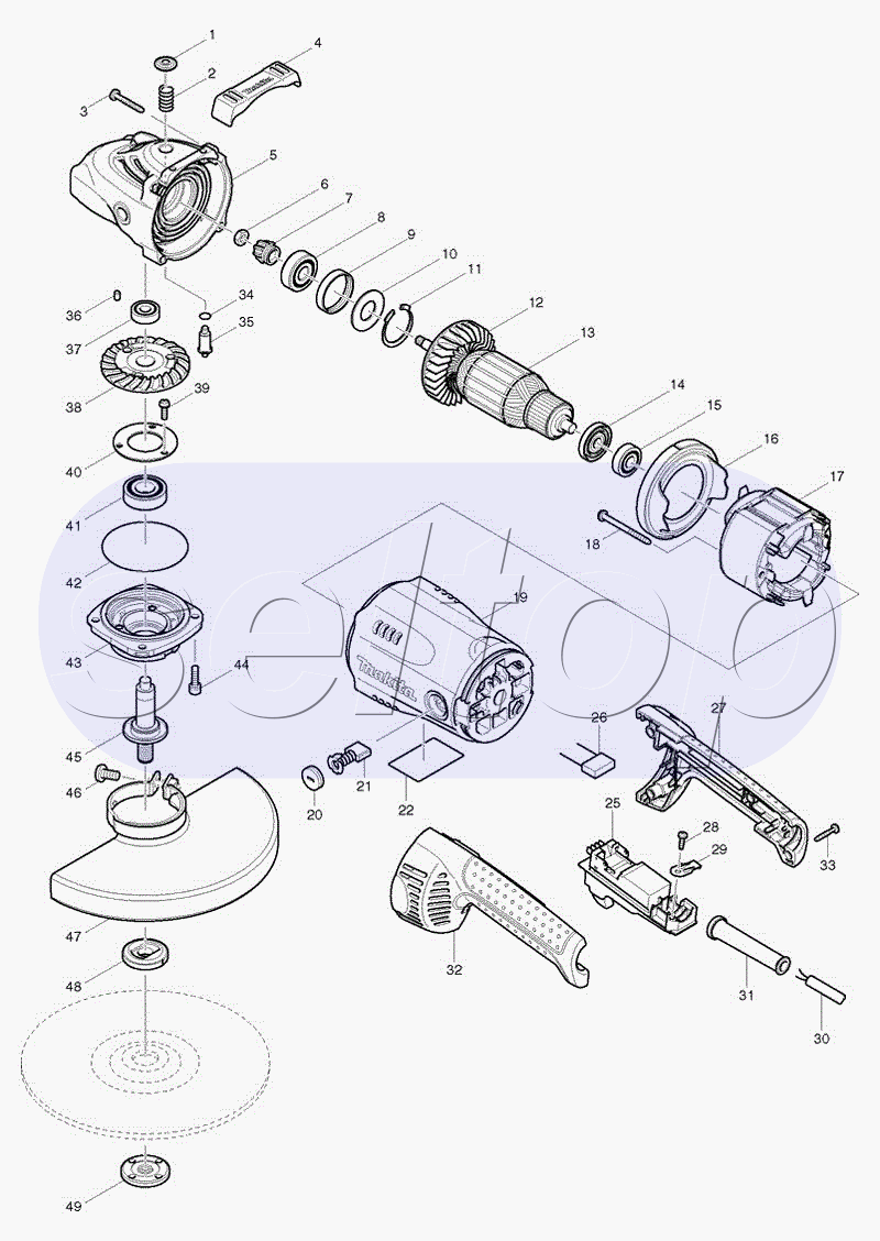 Запчасти для болгарки Makita GA 9020 | купить в Москве в интернет-магазине  Селтоп с доставкой. Цены, наличие, взрыв-схема.