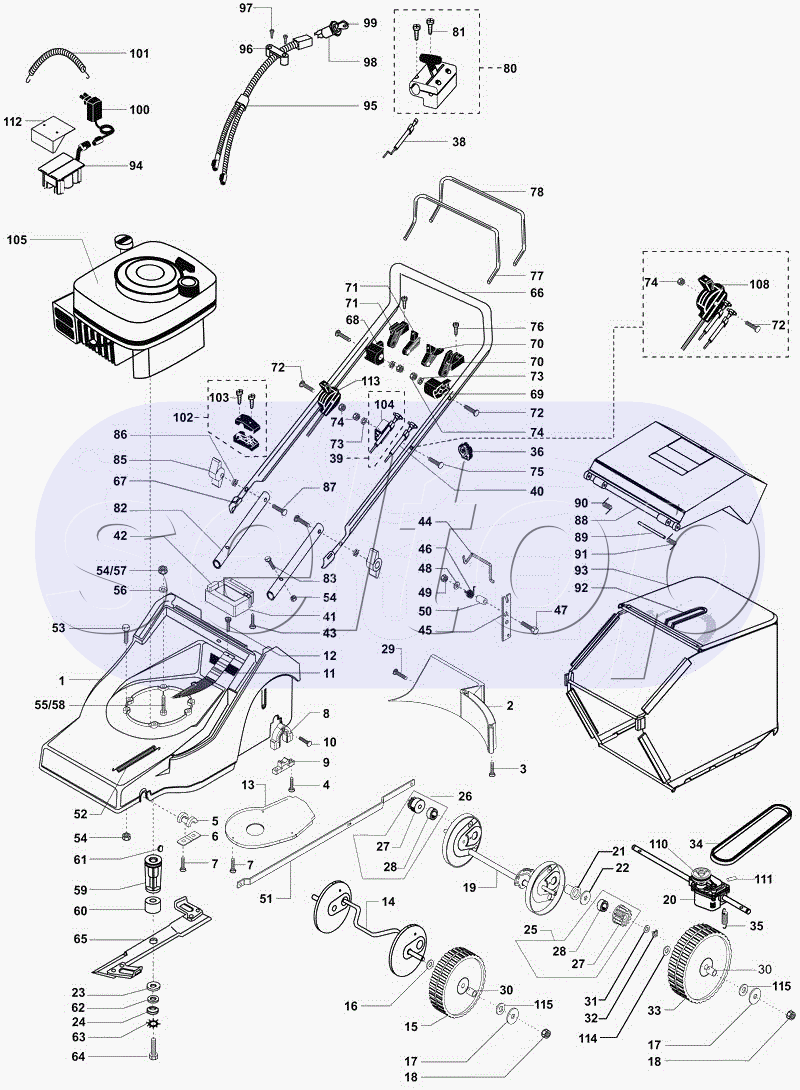 Запчасти для бензиновой газонокосилки Makita EUM 465