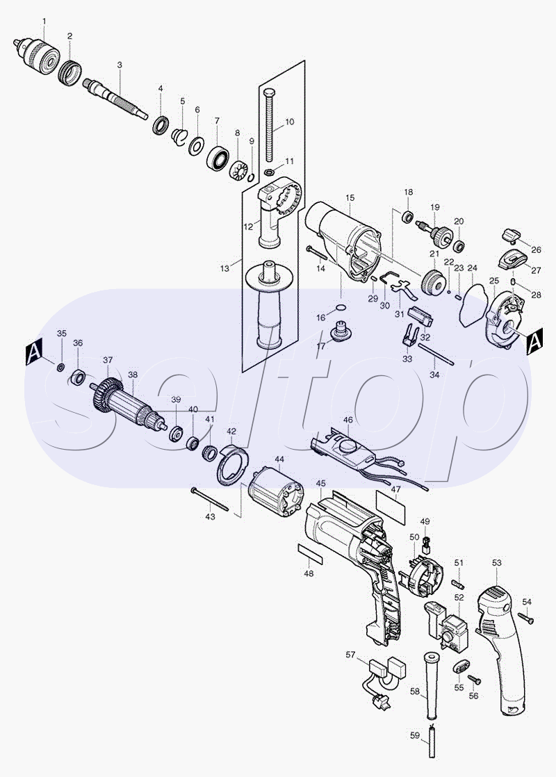 Запчасти для дрели Makita HP 2070 F