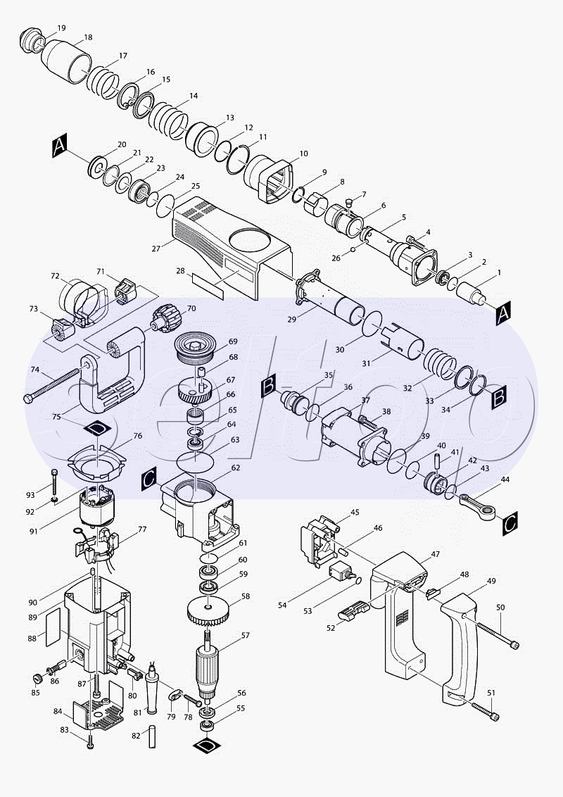 Запчасти для отбойного молотка Makita HM 1130 | купить в Москве в  интернет-магазине Селтоп с доставкой. Цены, наличие, взрыв-схема.