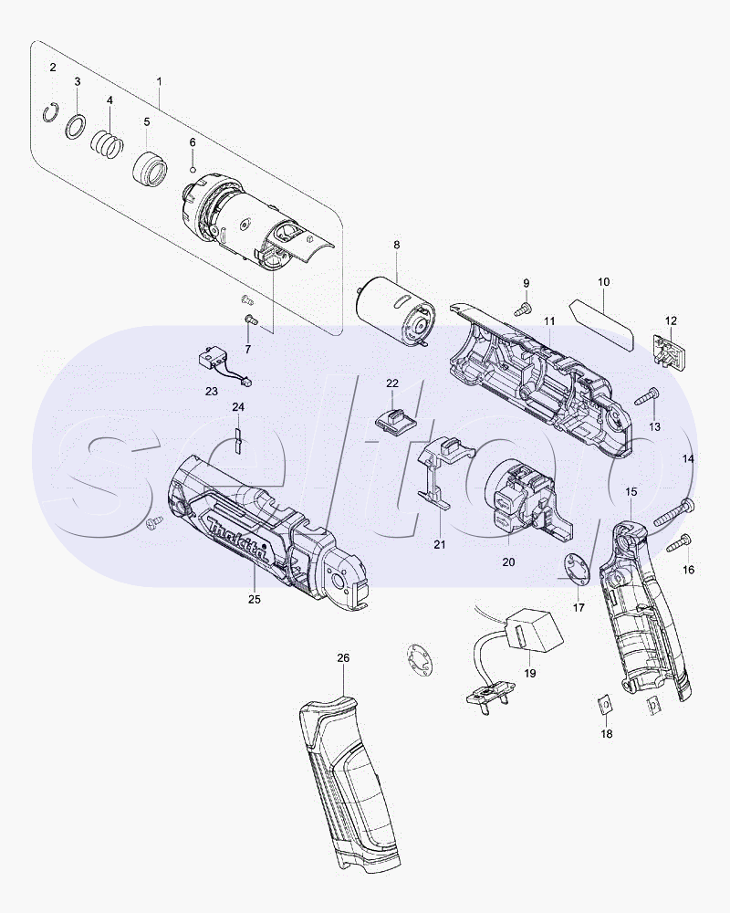 Запчасти для аккумуляторной отвертки Makita DF 012 D | купить в Москве в  интернет-магазине Селтоп с доставкой. Цены, наличие, взрыв-схема.