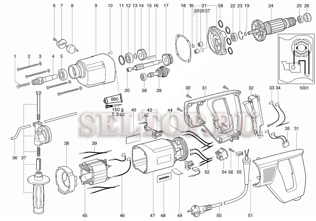 Запчасти для дрели Metabo bde 1100 (6.00806.00) (тип 00806000) | купить в  Москве в интернет-магазине Селтоп с доставкой. Цены, наличие, взрыв-схема.