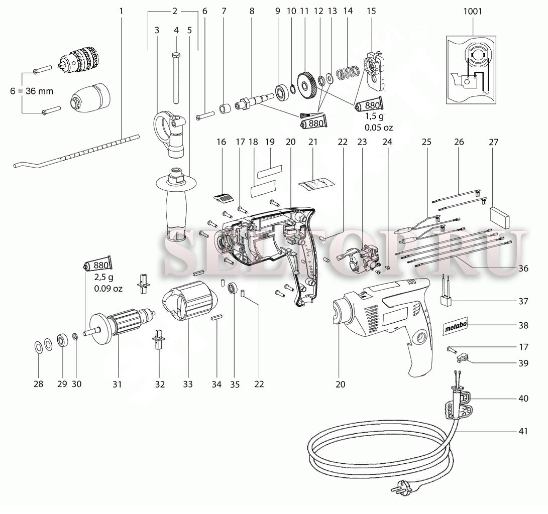 Запчасти для ударной дрели Metabo sbe 561 (тип 01160000) | купить в Москве  в интернет-магазине Селтоп с доставкой. Цены, наличие, взрыв-схема.