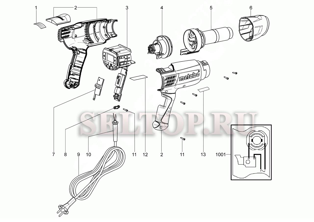 Запчасти для термопистолета Metabo he 23-650 control (6.02365.50) (тип  02365000) | купить в Москве в интернет-магазине Селтоп с доставкой. Цены,  наличие, взрыв-схема.