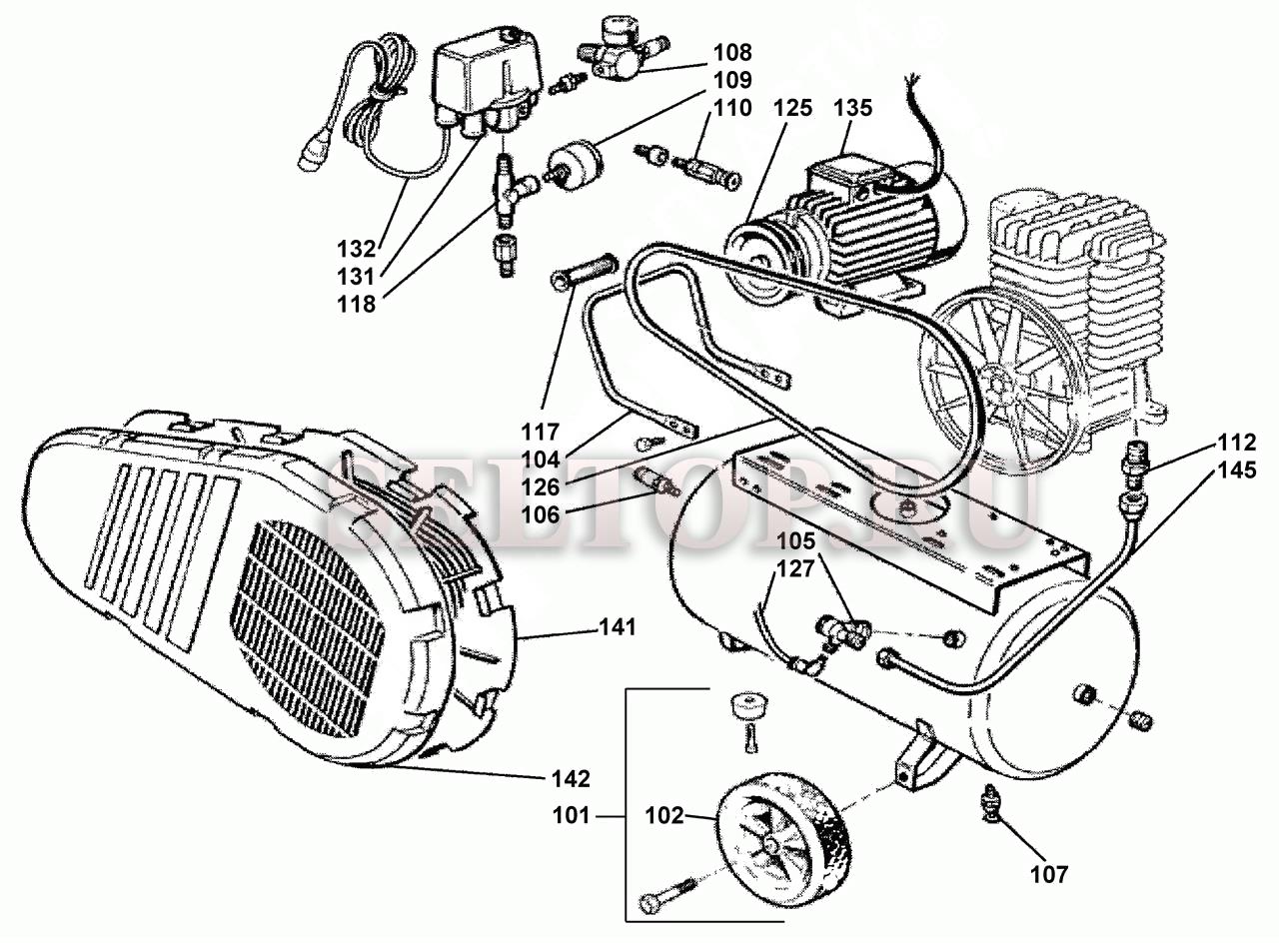 Запчасти для компрессора Metabo mega 490-50 d 400/3/50 (тип 0230145100 10) (общий вид)