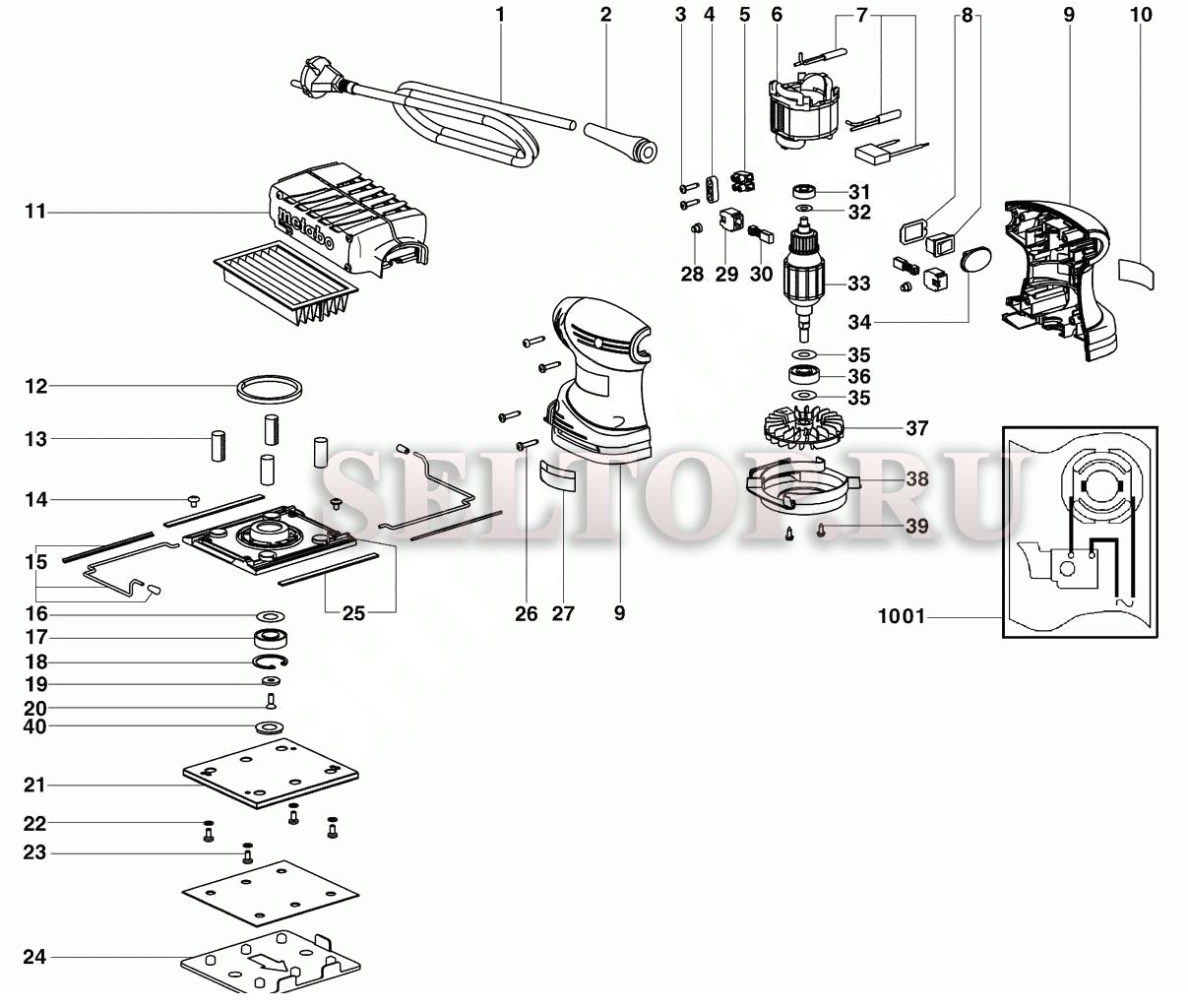 Запчасти для плоскошлифовальной машины Metabo fsr 200 intec (6.00066.50)  (тип 00066000) | купить в Москве в интернет-магазине Селтоп с доставкой.  Цены, наличие, взрыв-схема.