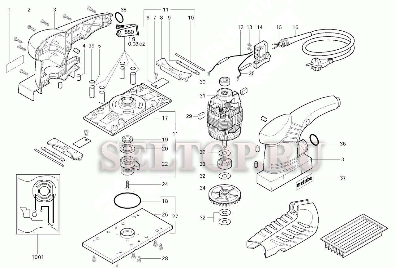 Запчасти для плоскошлифовальной машины Metabo sr 10-23 intec (тип 01024000)  | купить в Москве в интернет-магазине Селтоп с доставкой. Цены, наличие,  взрыв-схема.