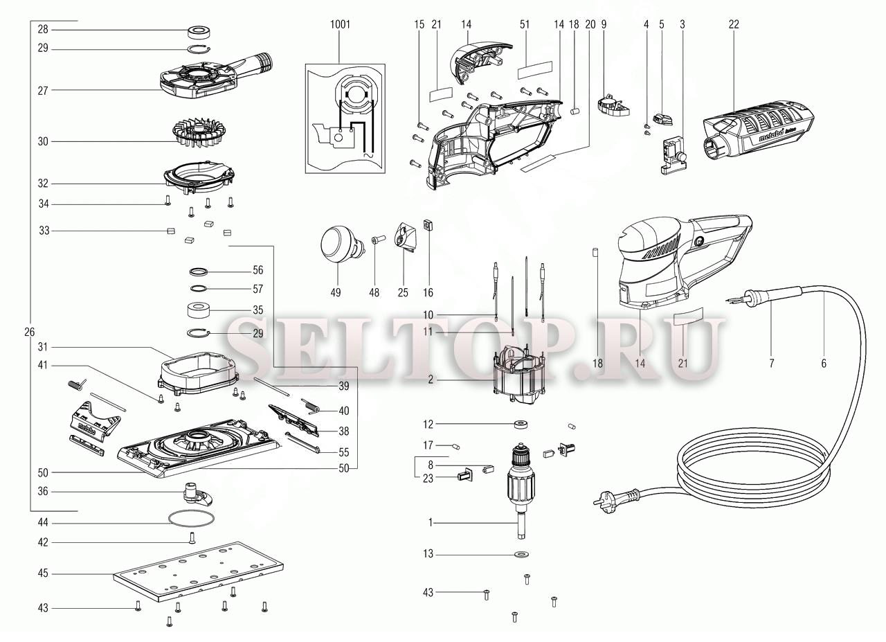 Запчасти для плоскошлифовальной машины Metabo sre 4351 turbotec  (6.11351.00) (тип 11351000) | купить в Москве в интернет-магазине Селтоп с  доставкой. Цены, наличие, взрыв-схема.