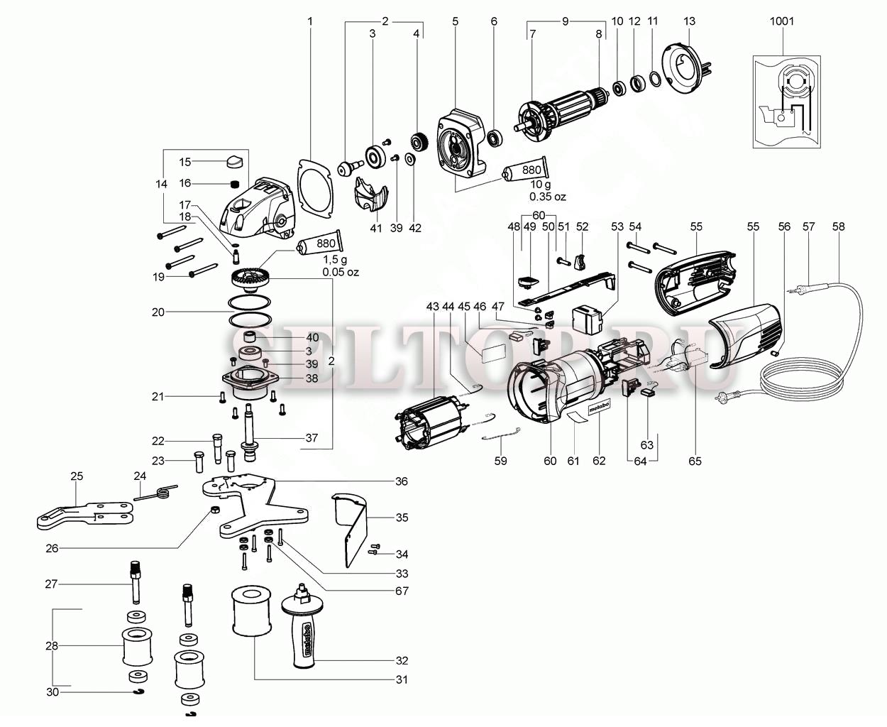 Запчасти для машины электрической шлифовальной для труб Metabo rbe 12-180  set (6.02132.50) (тип 02132000) | купить в Москве в интернет-магазине  Селтоп с доставкой. Цены, наличие, взрыв-схема.