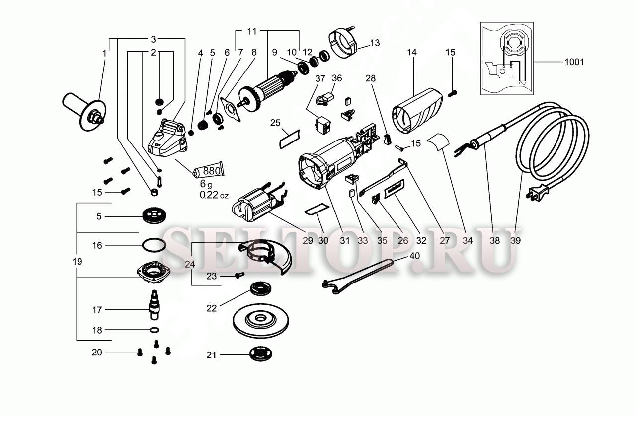 Запчасти для болгарки (ушм) Metabo w 780 (тип 06701000) | купить в Москве в  интернет-магазине Селтоп с доставкой. Цены, наличие, взрыв-схема.