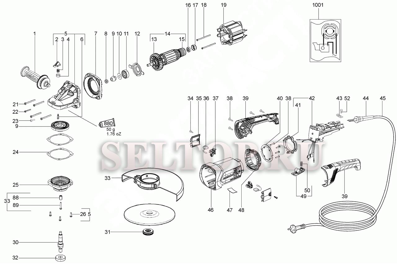 Запчасти для болгарки (ушм) Metabo wxla 26-230 quick (тип 06455260)