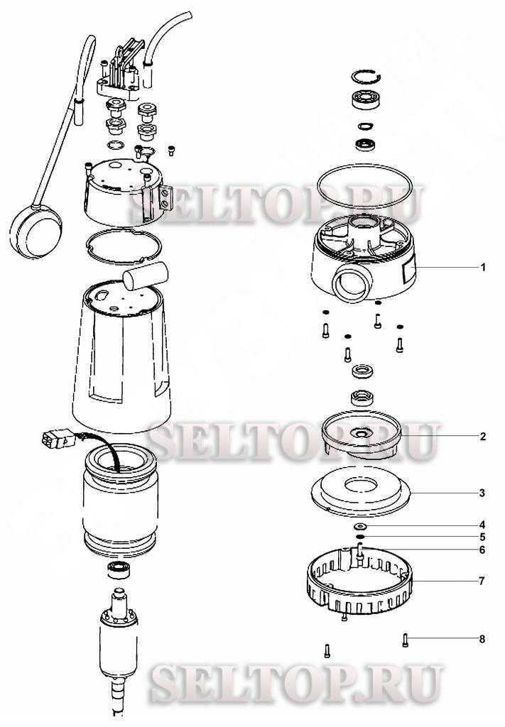 Запчасти для погружного насоса для грязной воды Metabo dp 18-5 sa (6.04111.00) (тип 04111000)