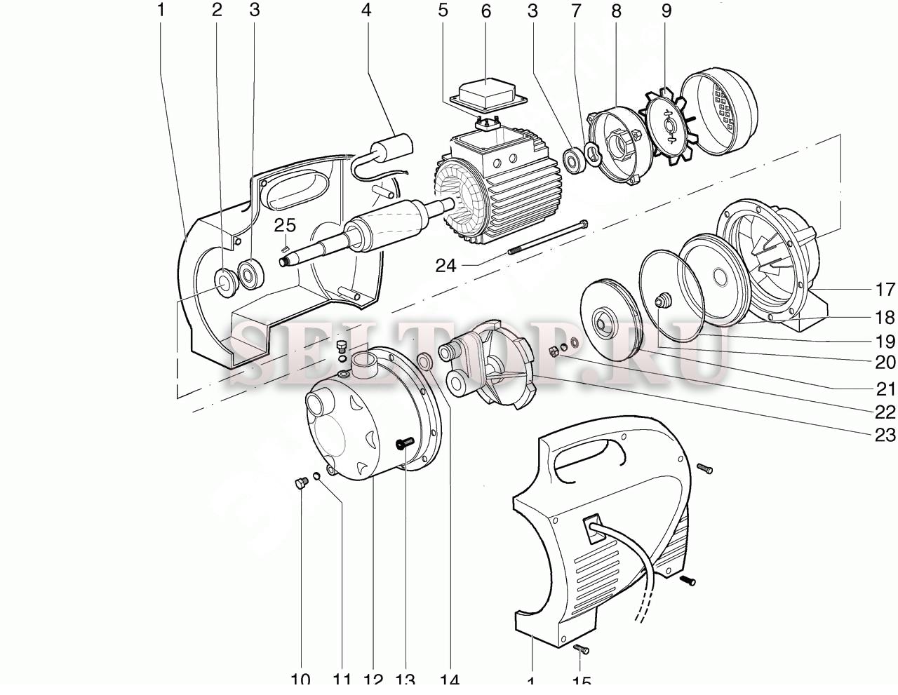 Запчасти для насосной станции Metabo hww 4000/20 s (тип 0250400120 10)  (деталировка насосной части) | купить в Москве в интернет-магазине Селтоп с  доставкой. Цены, наличие, взрыв-схема.