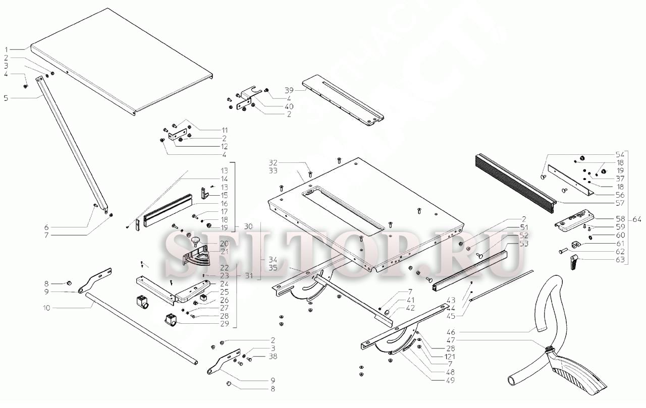 Запчасти для настольной циркулярной пилы Metabo tkhs 315m-3,1 wnb 230/1/50  (тип 0103153100 10) (часть 1) | купить в Москве в интернет-магазине Селтоп  с доставкой. Цены, наличие, взрыв-схема.