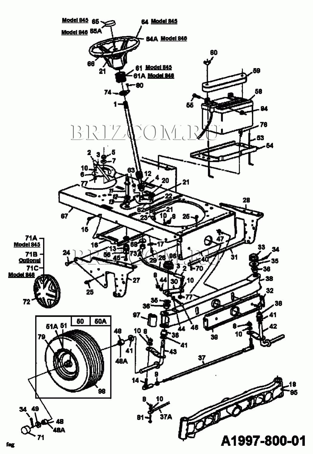 Передняя ось МТД G 185 14AJ845H678 (1998) | купить в Москве в  интернет-магазине Селтоп с доставкой. Цены, наличие, взрыв-схема.