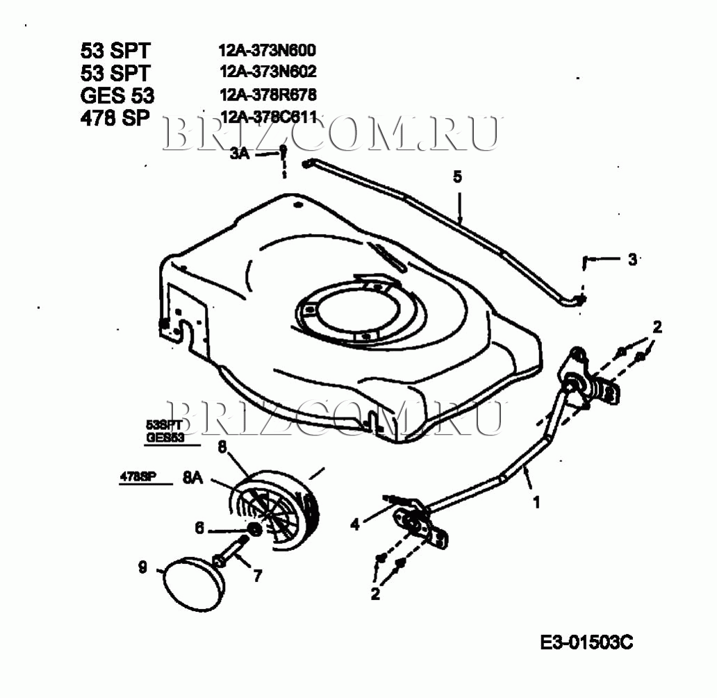 Переднее колесо, центральная стойка МТД GES 53 12A-378R678 (2003)