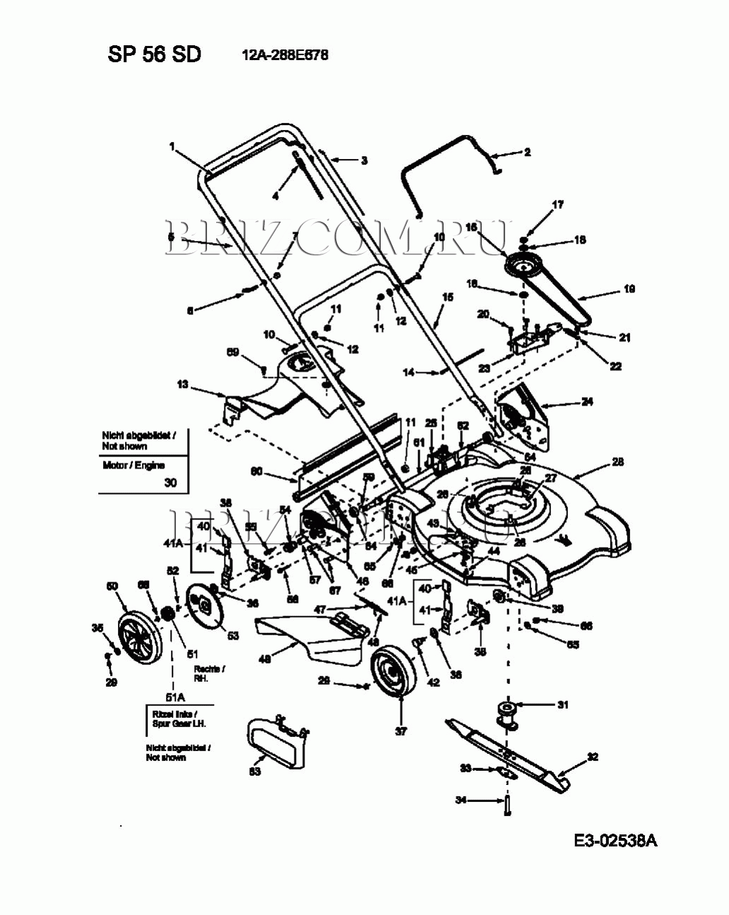 Основная деталировка МТД SP 56 SD 12A-288E678 (2005)