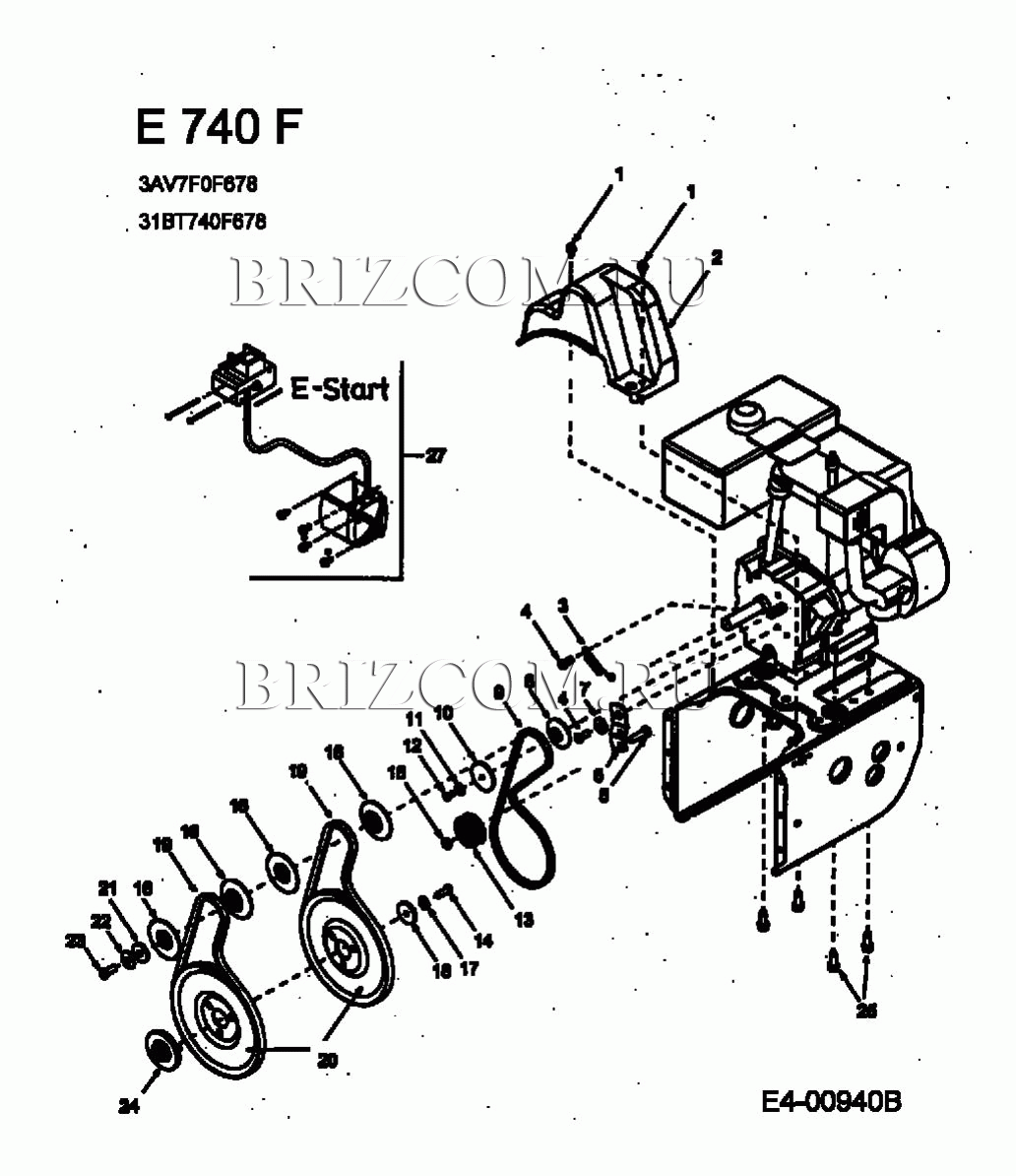 Система привода, фрезерный диск МТД E 740 F 31AV7F0F678 (2005) | купить в  Москве в интернет-магазине Селтоп с доставкой. Цены, наличие, взрыв-схема.