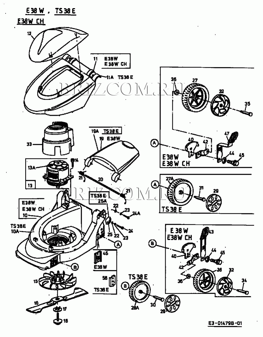Основная деталировка МТД E 38 W 18D-G7F-664 (2002)