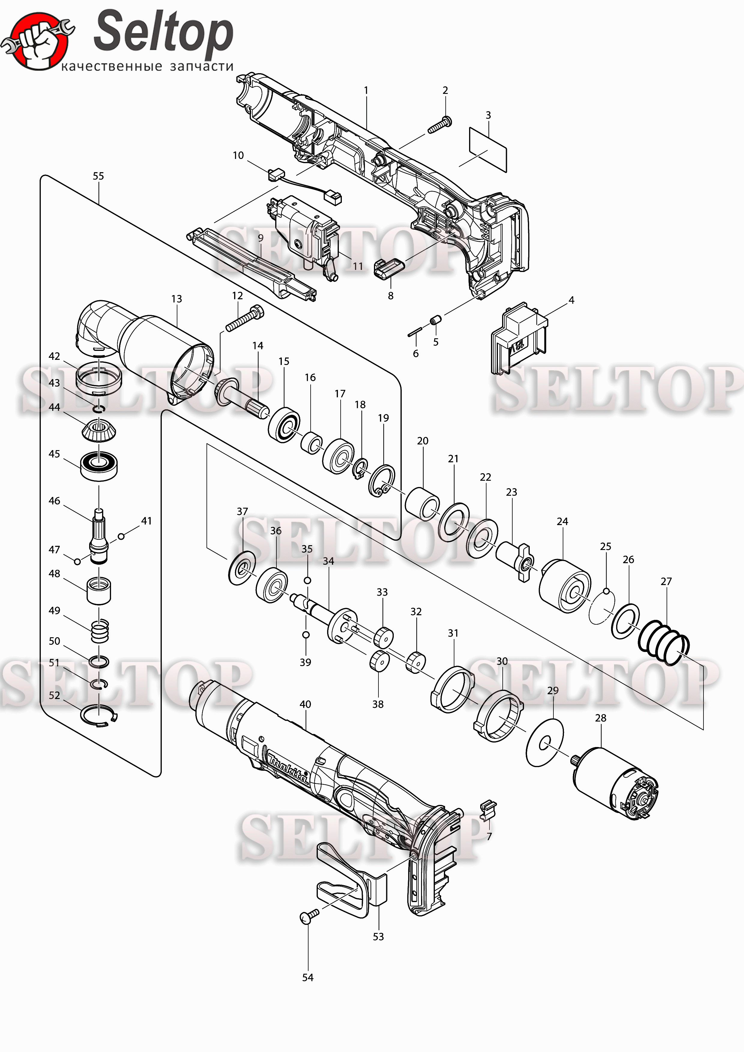 Запчасти для аккумуляторного шуруповерта Makita DTL 061 Z | купить в Москве  в интернет-магазине Селтоп с доставкой. Цены, наличие, взрыв-схема.