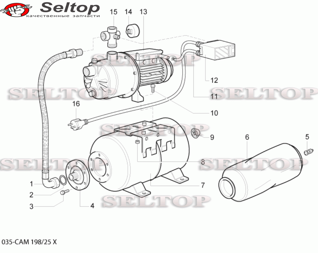 Общая деталировка насосной станции MARINA (SPERONI) CAM 198/25X | купить в  Москве в интернет-магазине Селтоп с доставкой. Цены, наличие, взрыв-схема.